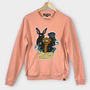 🦜 CivilizeD Bear Money Heist Unisex Salmon Sweatshirt with Pockets MEDIUM